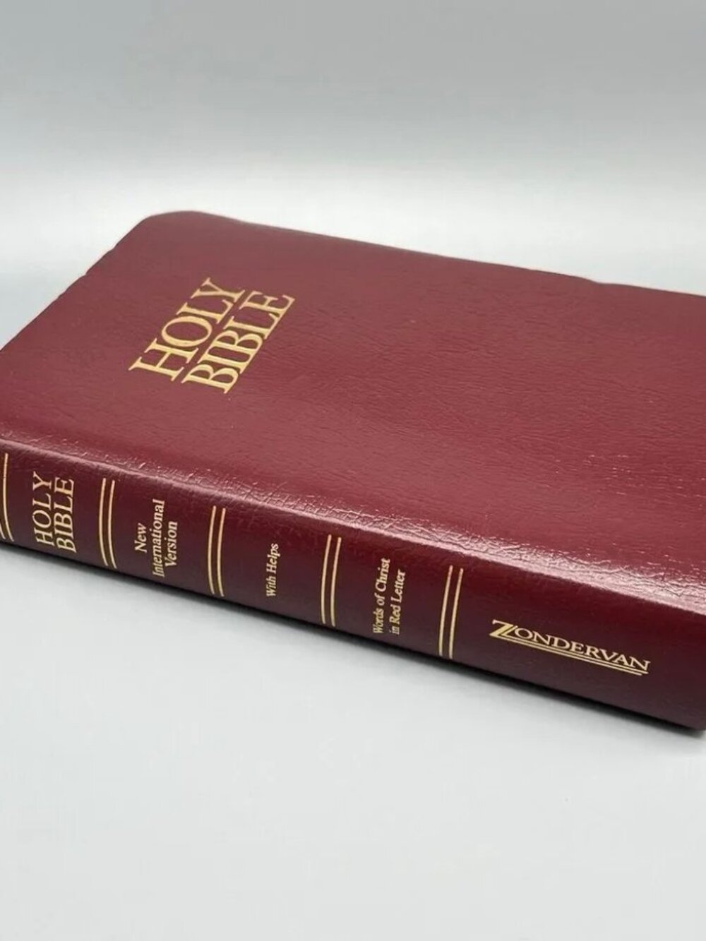 Holy Bible NIV Zondervan 1984 Burguny Faux Leather w/Helps Red Letter Gilded
